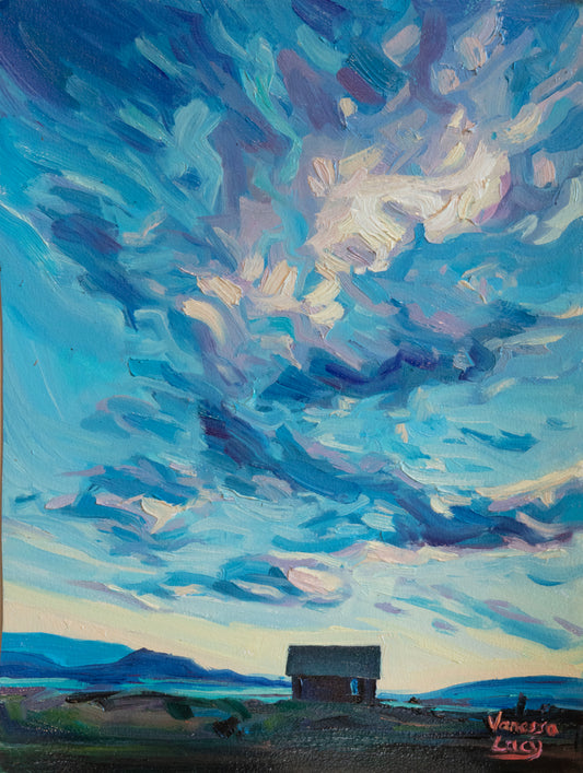 "Refuge under Cream and Blue Skies" Original Painting