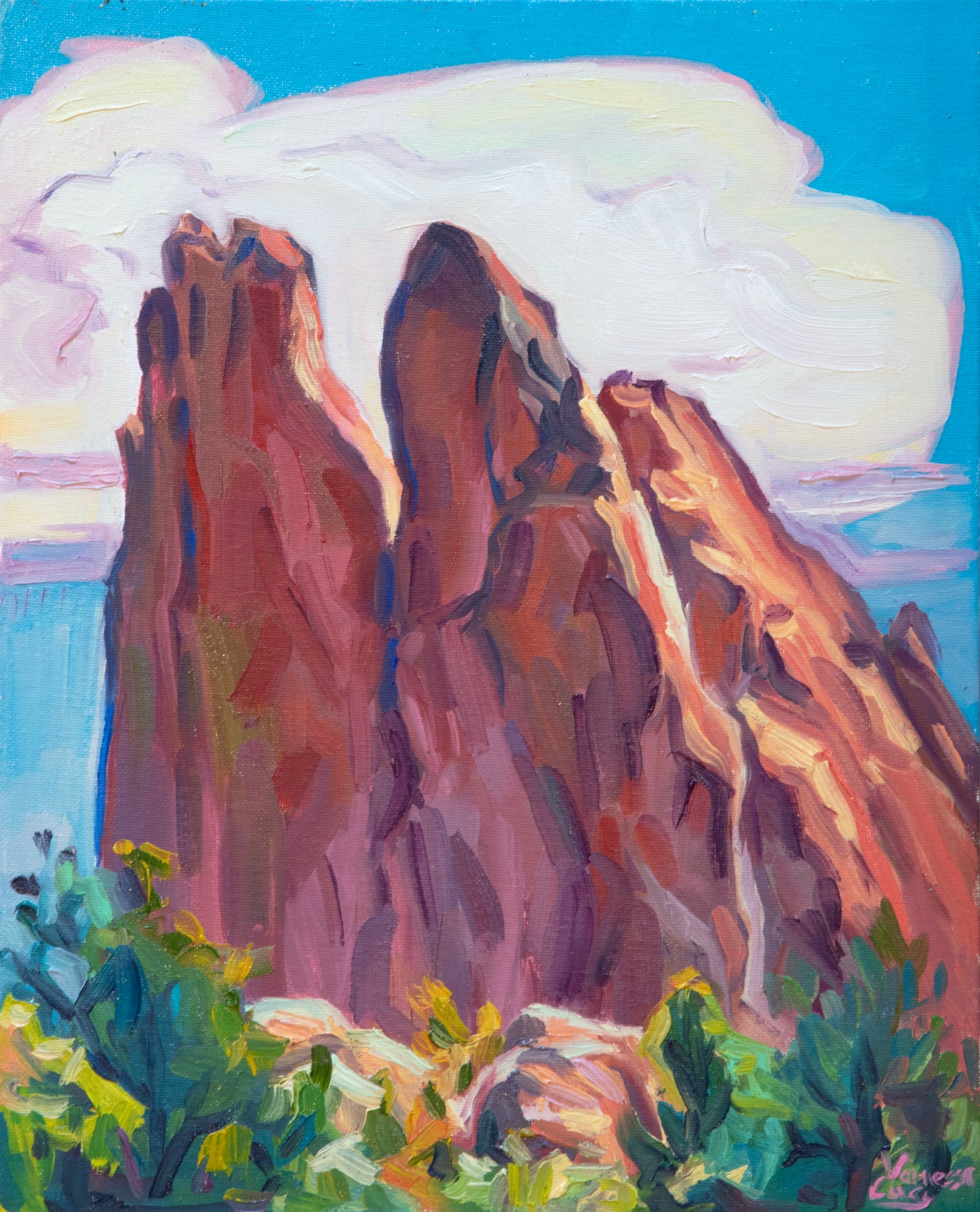 "Cloud Kissed Giants" Original Painting by Vanessa Lacy