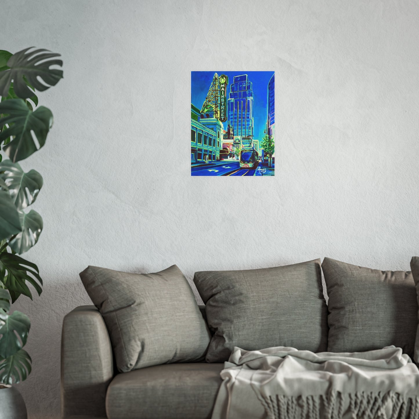 "Blue Streetcar in Power and Light" Art Print by Vanessa Lacy