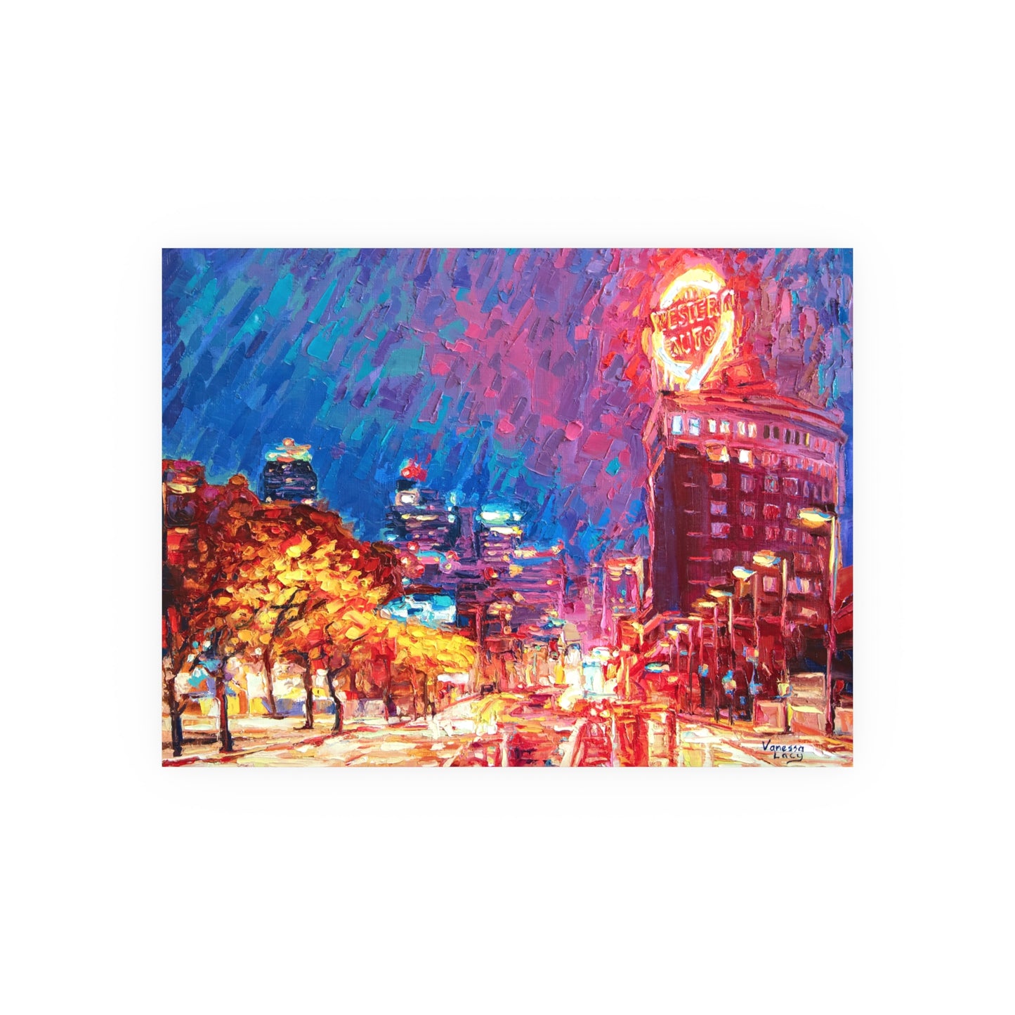 "Western Auto in Fall Red" Art Print by Vanessa Lacy