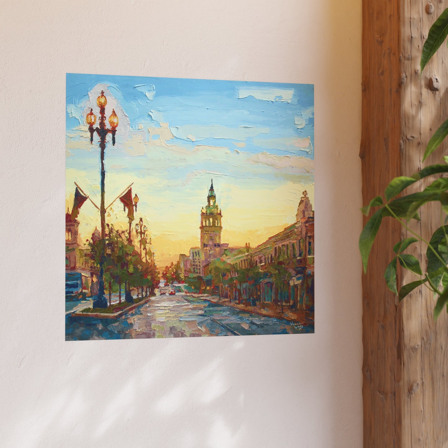 "Early Morning Plaza" Art Print by Vanessa Lacy