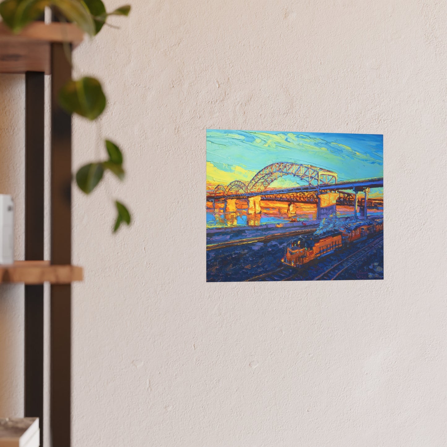 "Broadway Bridge with Train" Art Print by Vanessa Lacy