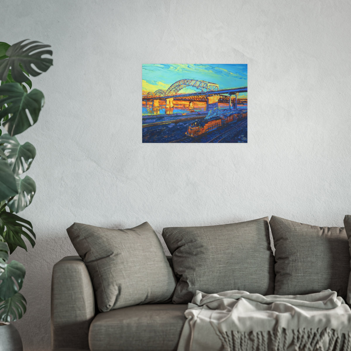 "Broadway Bridge with Train" Art Print by Vanessa Lacy