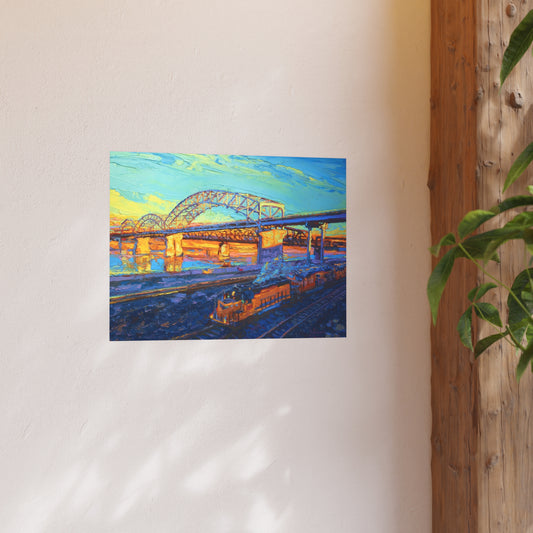 "Broadway Bridge with Train" Art Print by Vanessa Lacy