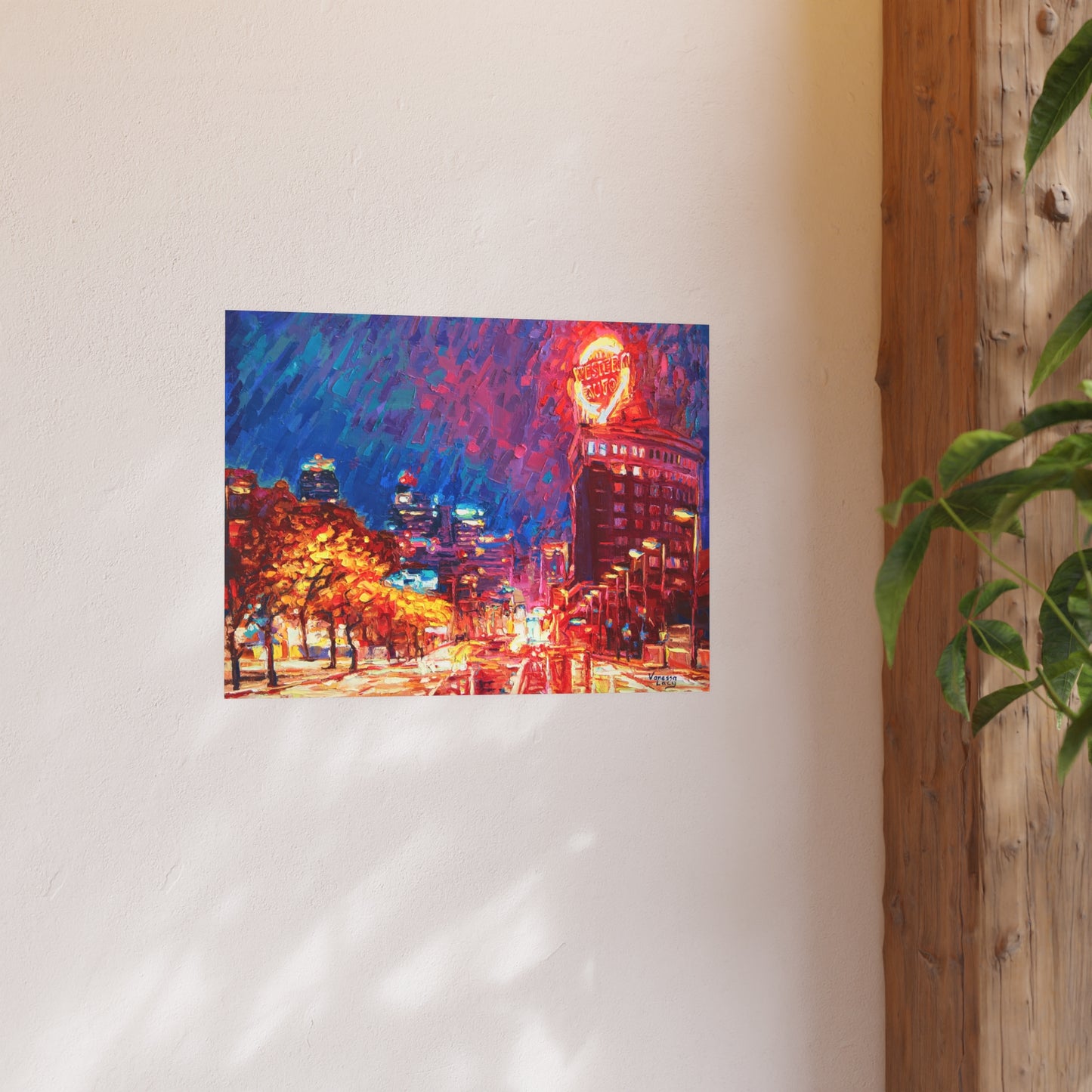 "Western Auto in Fall Red" Art Print by Vanessa Lacy
