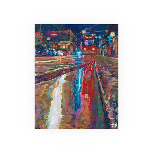 "Wet Streetcar Rails in City Market" Poster Print by Vanessa Lacy