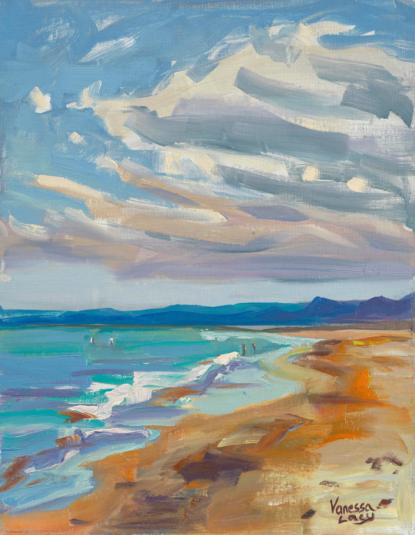 "Cullera Beach" Original Spanish Coast Painting by Vanessa Lacy