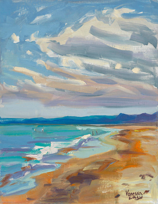 "Cullera Beach" Original Spanish Coast Painting by Vanessa Lacy